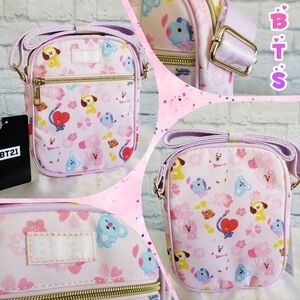 BT21 BTS Cherry Blossom Floral Athletic Crossbody Bag Line Friends New